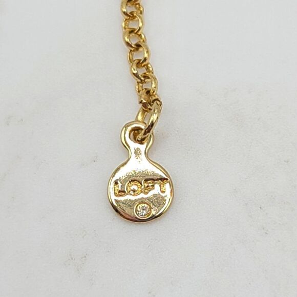 Loft Curved bar necklace, goldtone with rhinestones, adjustable length - Picture 4 of 8